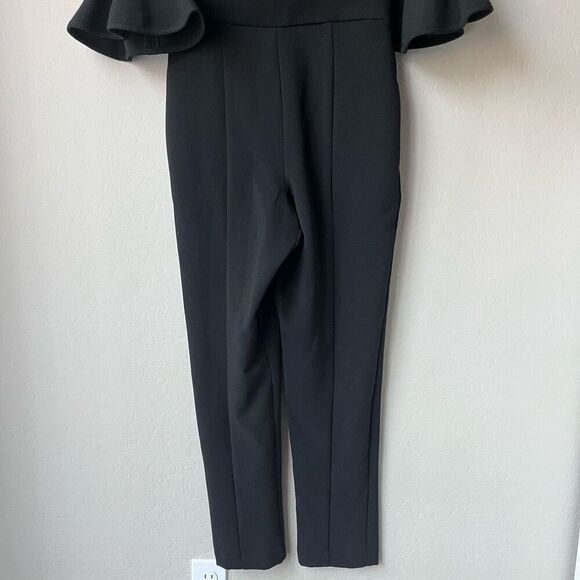 Black Halo Brooklyn Jumpsuit Black Bell Sleeve Pantsuit Size 4 - Picture 5 of 13